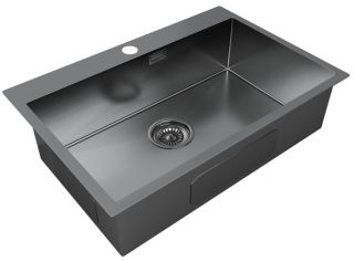 Мойка кухонная Paulmark Kroner PM217551-GM воронёная сталь